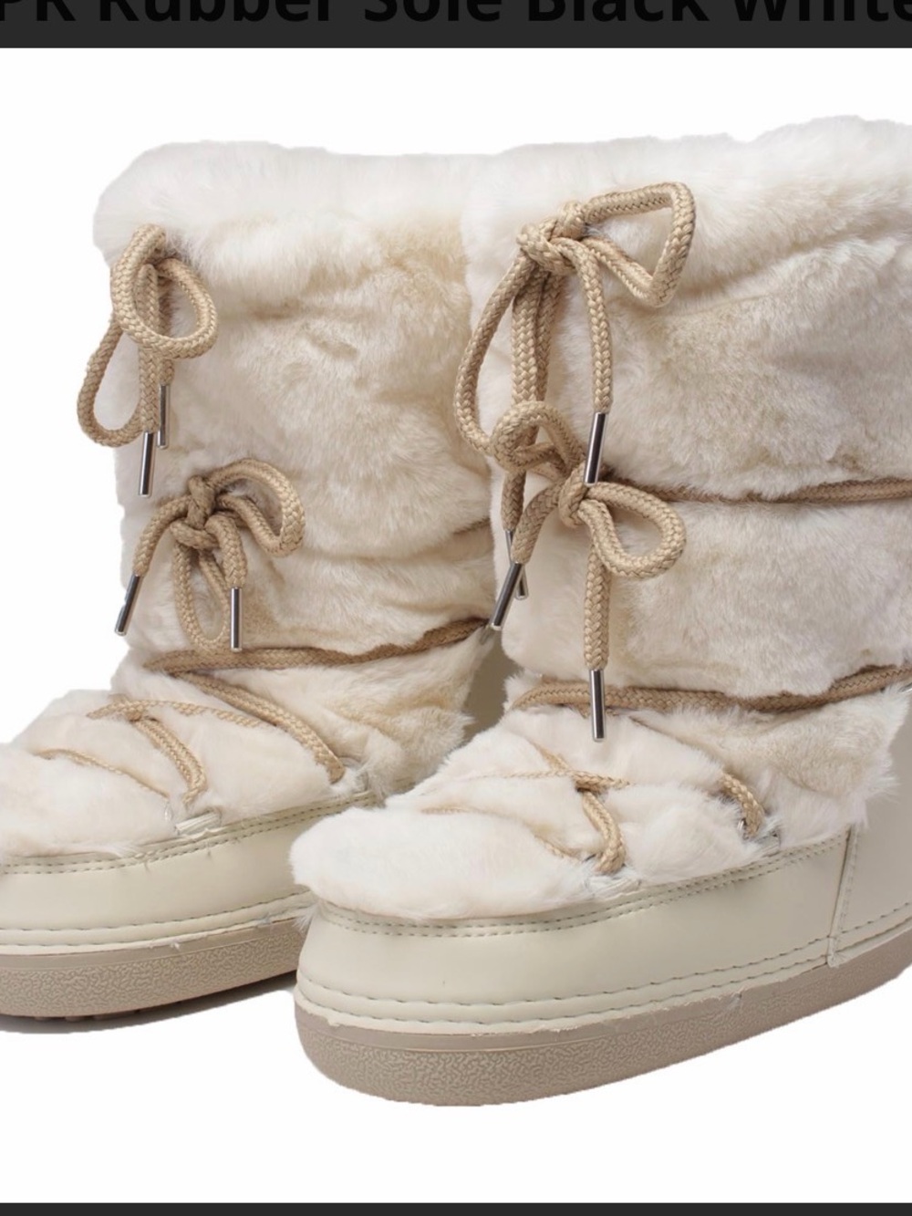 Cozy Cream Faux-Fur Winter Boots with Rope Laces